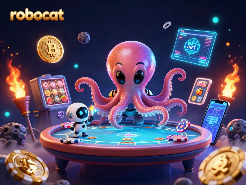 Play thrilling poker with robocat at an alien casino floating in space.