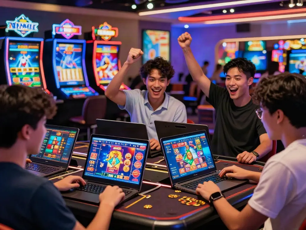 Exciting gaming scene at du88 online casino with players engaging in thrilling gameplay.