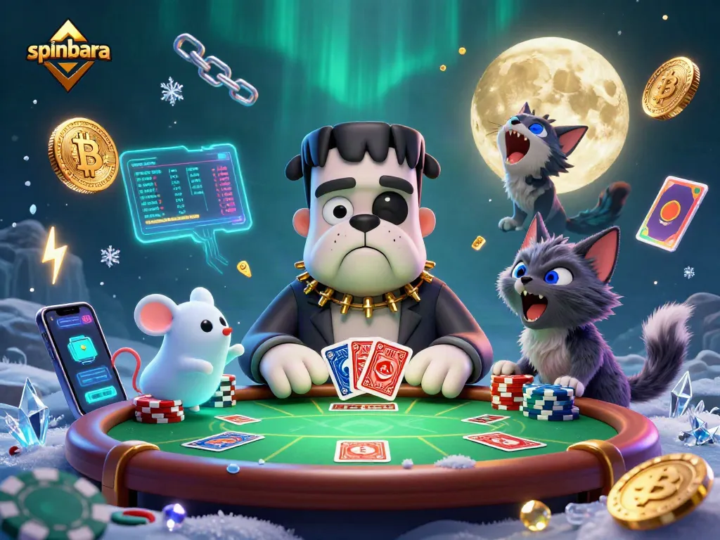 Experience the thrill of Spinbara with a lively 3D scene featuring a unique poker game.